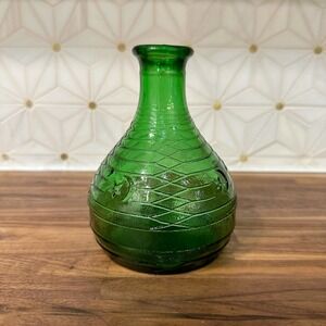 Italian Masterglass Green Star and Moon Vase, 1940s Art Deco Style